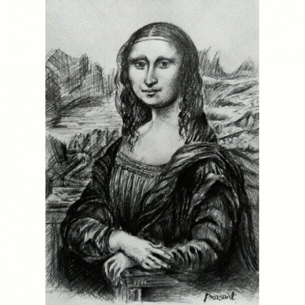 Pencil Sketch of Monalisa - DesiPainters.com