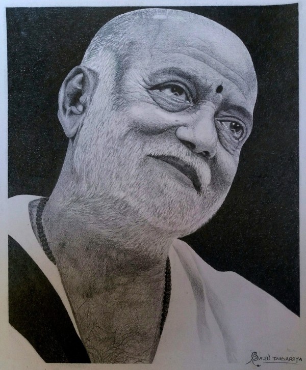 Pencil Sketch Of Morari Bapu - DesiPainters.com