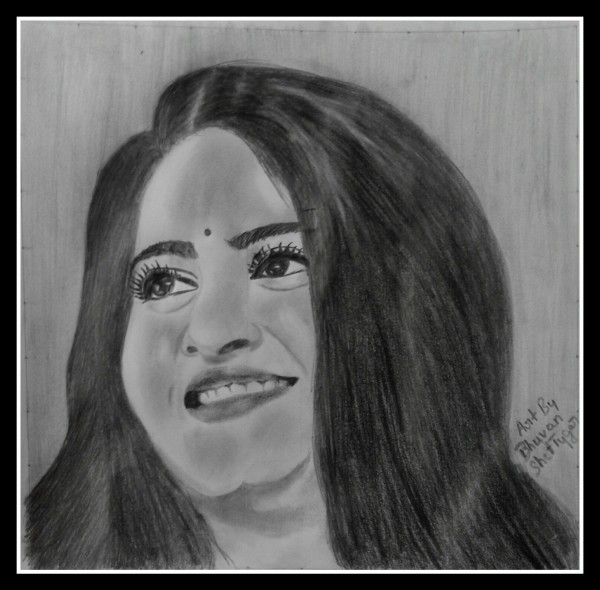 Pencil Sketch of Anushka Shetty - DesiPainters.com