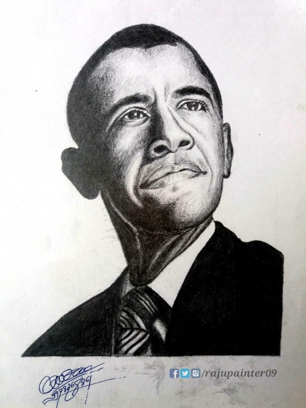 Pencil Sketch Of Barack Obama - DesiPainters.com