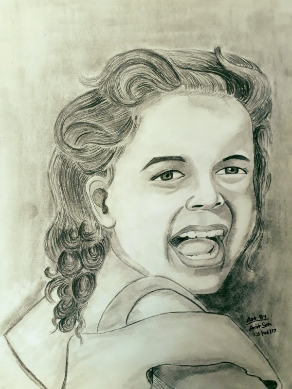 Pencil Sketch of Cute Girl