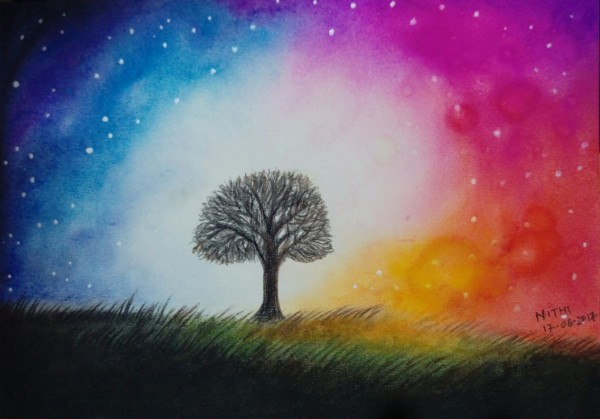Pastel Painting of Tree - DesiPainters.com