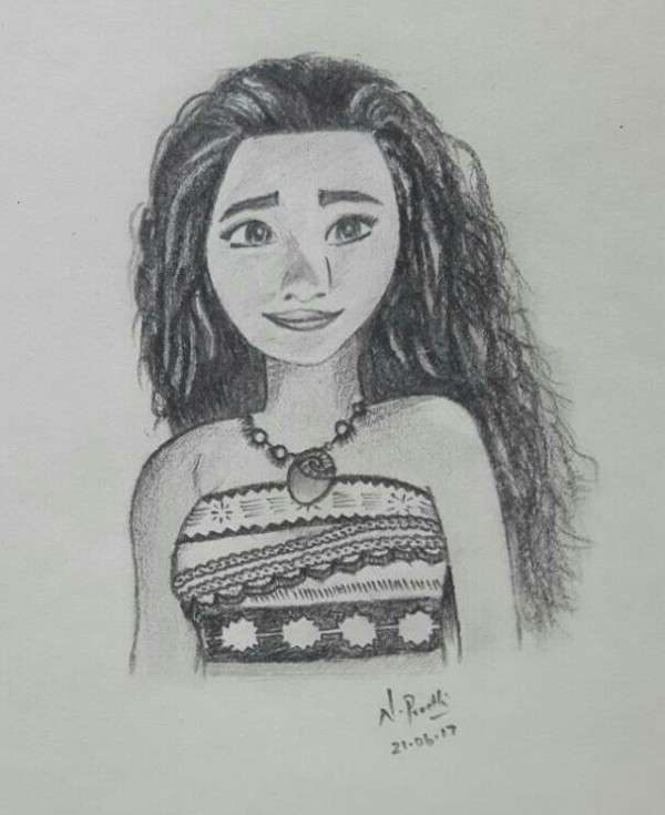 Beautiful Pencil Sketch Of Moana - DesiPainters.com