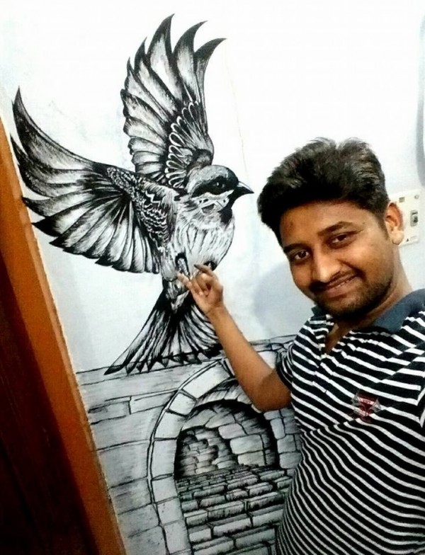 Acryl Painting Of Bird - DesiPainters.com