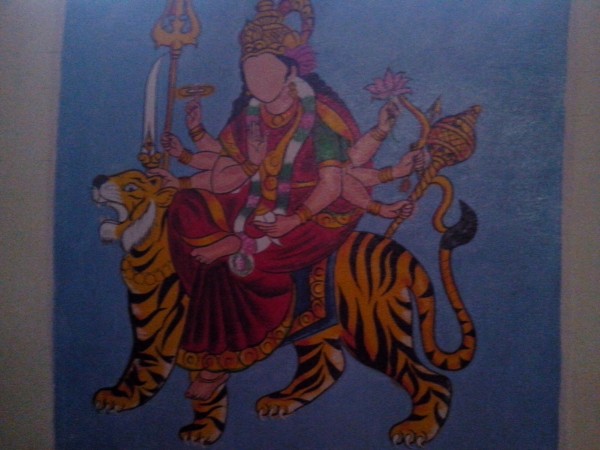 Oil Painting Of Goddess Durga - DesiPainters.com