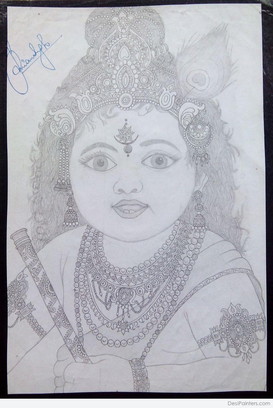Draw and painting Lord Sree Krishna || Lord Sree Krishna Drawing - YouTube