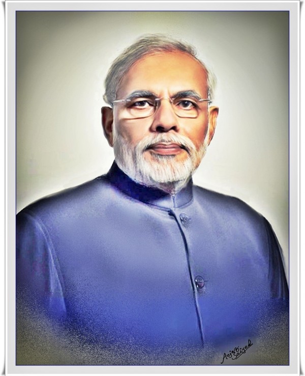 Fantastic Mixed Painting Of Narendra Modi - DesiPainters.com