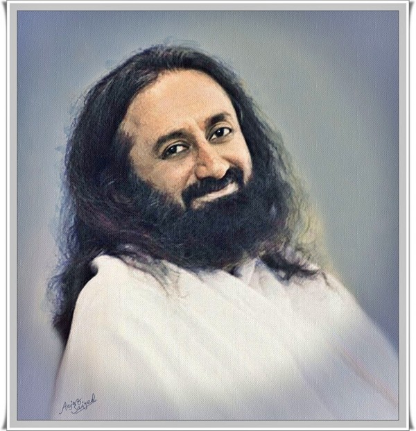 Mixed Painting Of Sri Sri Ravishankar - DesiPainters.com