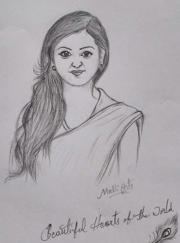 Pencil Sketch Of Beautiful girl - DesiPainters.com