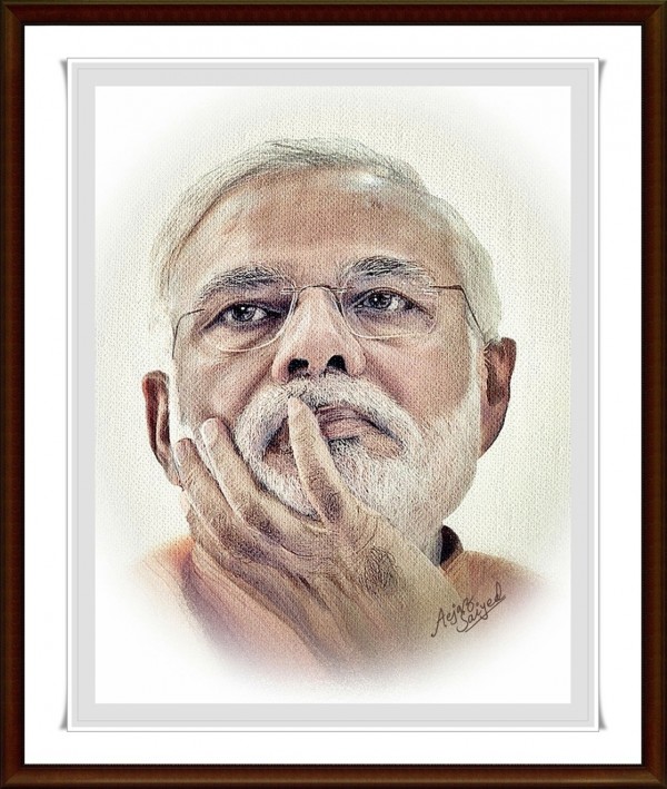 Best Mixed Painting Of Narendra Modi - DesiPainters.com