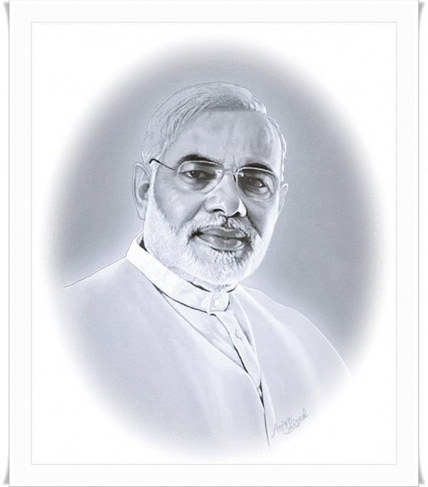 Awesome Mixed Painting Of Narendra Modi