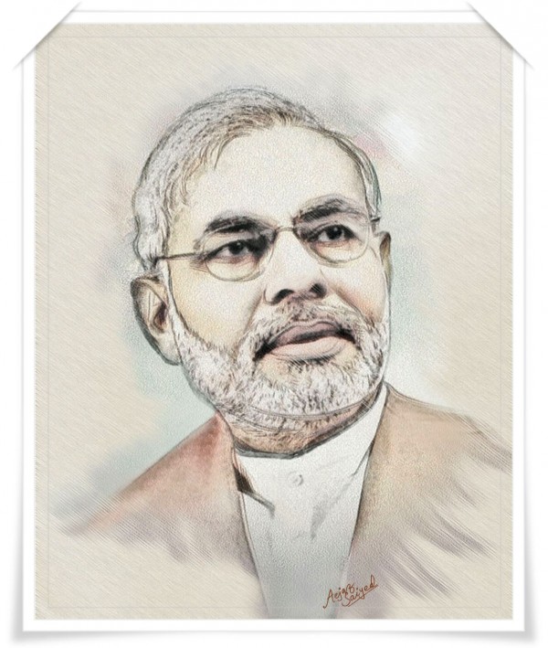 Brilliant Mixed Painting Of Narendra Modi