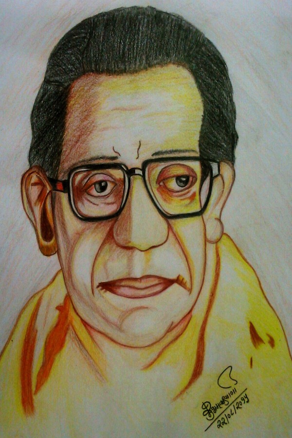 Pencil Color Of Shivsenapramukh Balasaheb Thackeray - DesiPainters.com