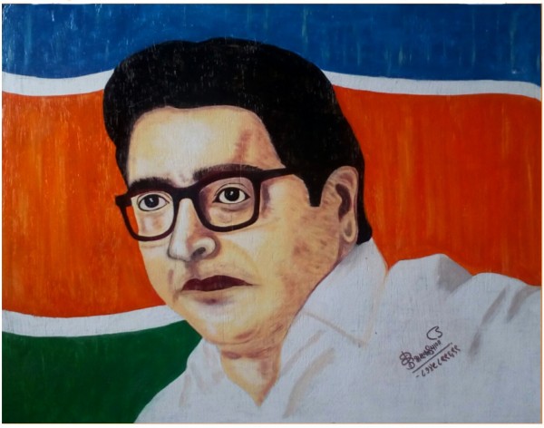 Oil Painting Of MNS Chief Raj Thackeray