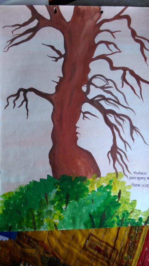 Watercolor Painting Of Couple Tree Art - DesiPainters.com