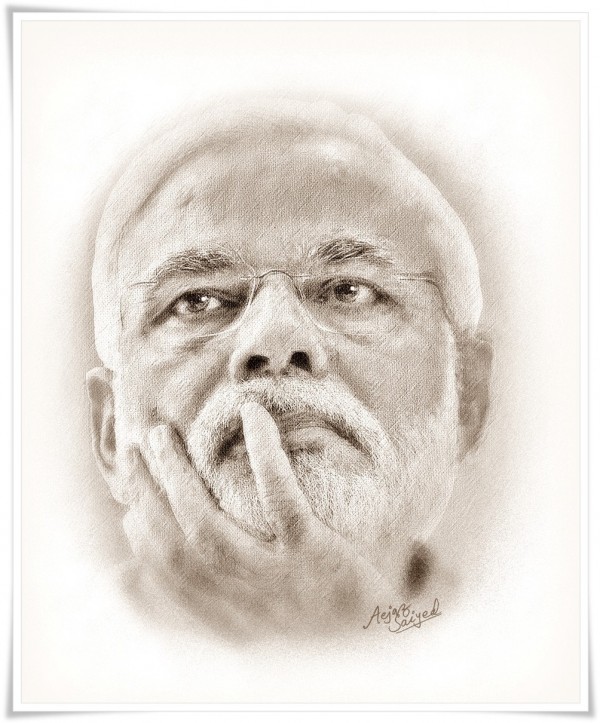 Mixed Painting Of Narendra Modi - DesiPainters.com