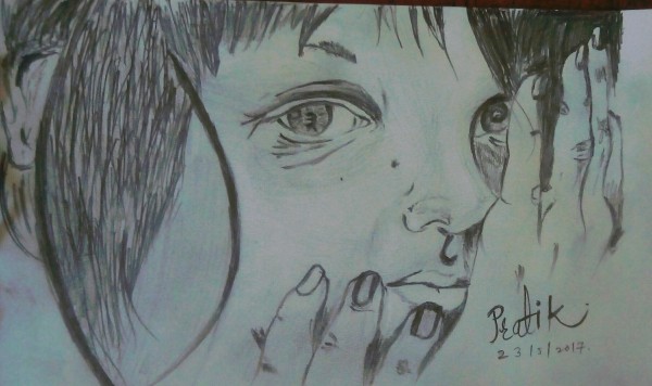 Pencil Sketch Of Silent Girl By Pratik Lade
