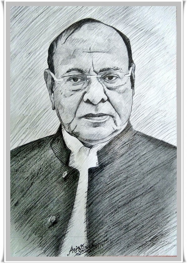 Pencil Sketch Of Former Chief Minister Of Gujarat Shankersinh Vaghela - DesiPainters.com