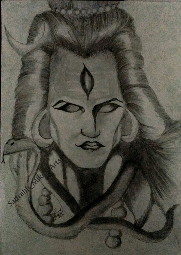 Attractive Pencil Sketch Of Lord Shiva - DesiPainters.com