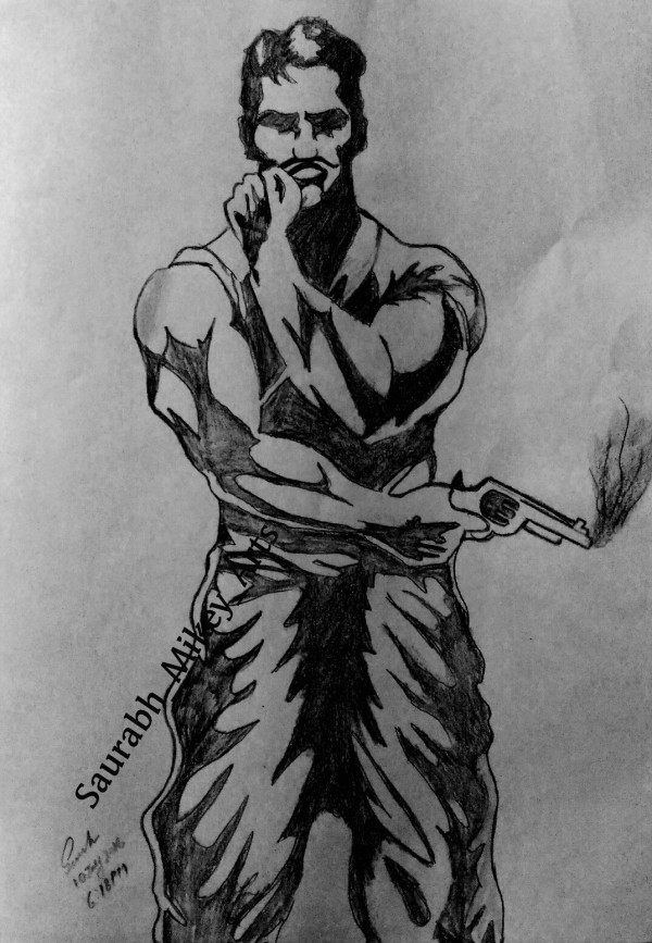 Pencil Sketch Of Chandra Shekhar Azad - DesiPainters.com
