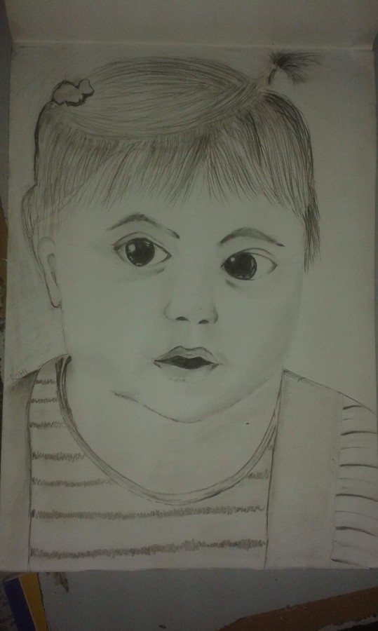 Pencil Sketch Of Cute little girl - DesiPainters.com