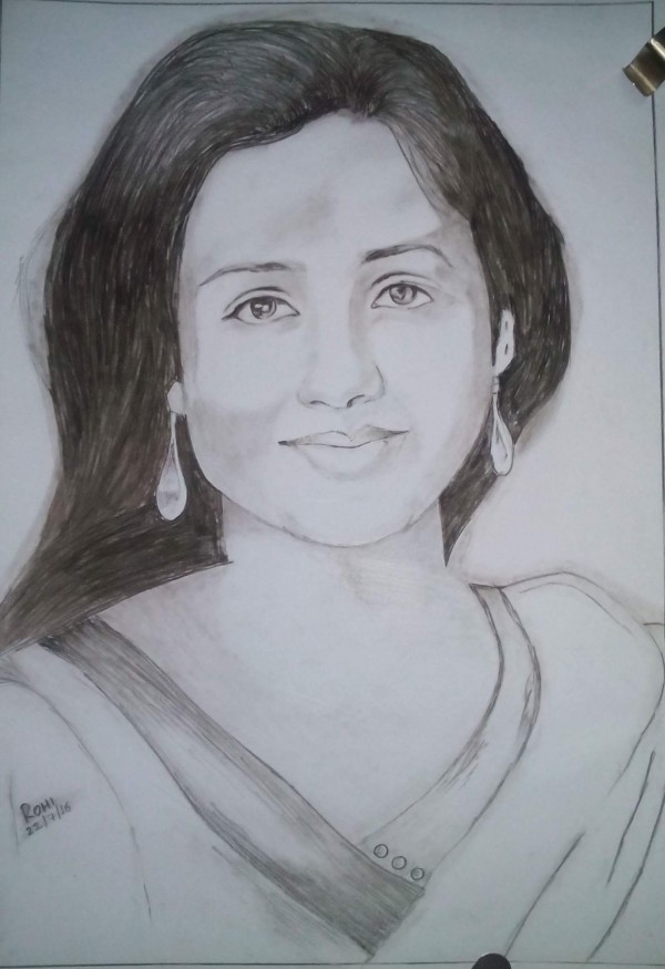 Brilliant Pencil Sketch Of Shreya Ghoshal - DesiPainters.com