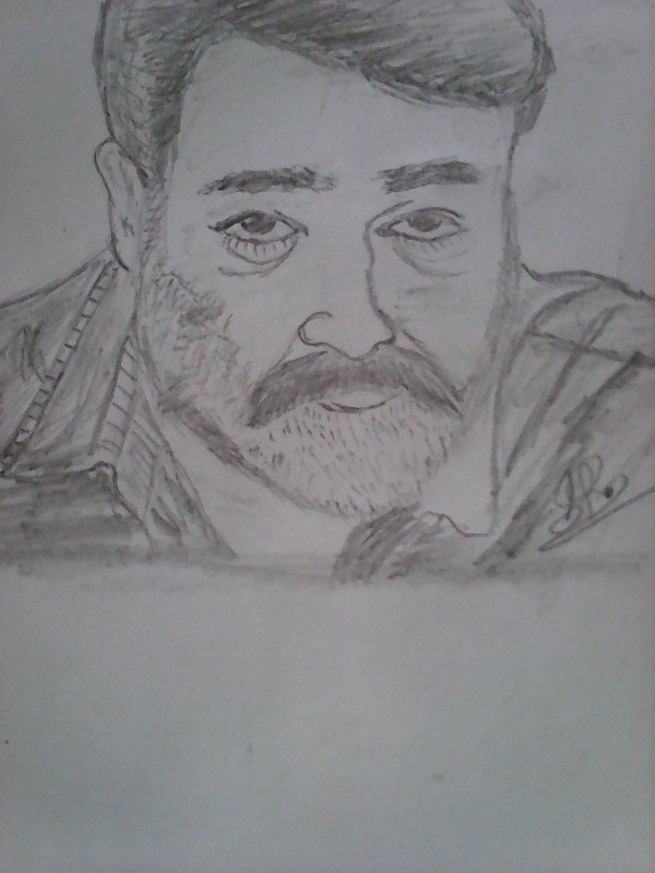 Pencil Sketch Of Mohanlal - DesiPainters.com