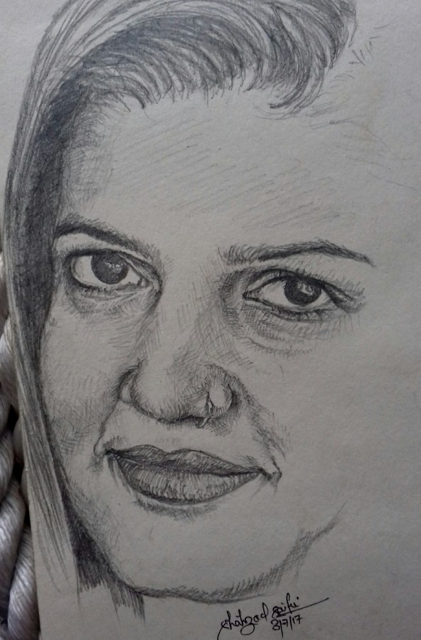 Pencil Sketch Of Sapna Choudhary - DesiPainters.com