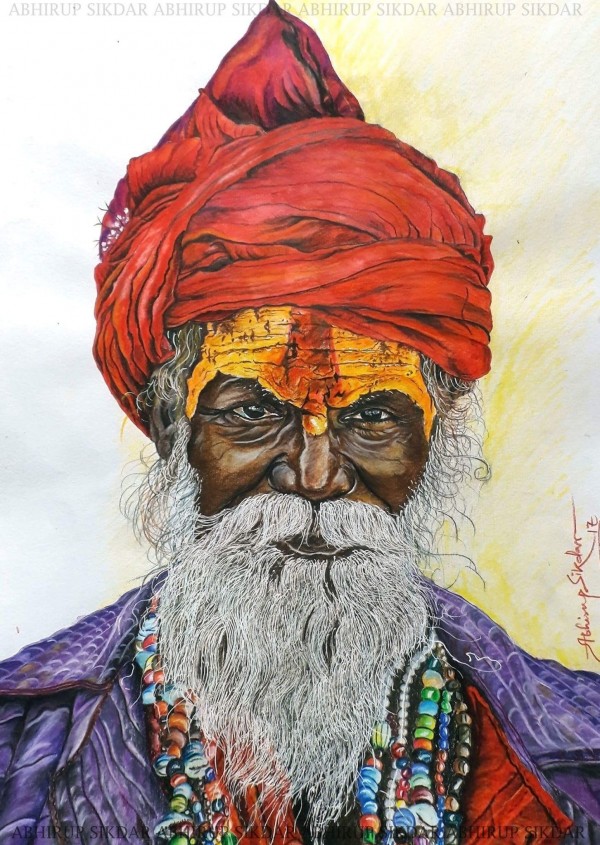 Classic Pencil Sketch Of Indian monk - DesiPainters.com