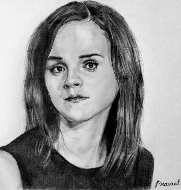 Beautiful Pencil Sketch Of Emma Watson - DesiPainters.com