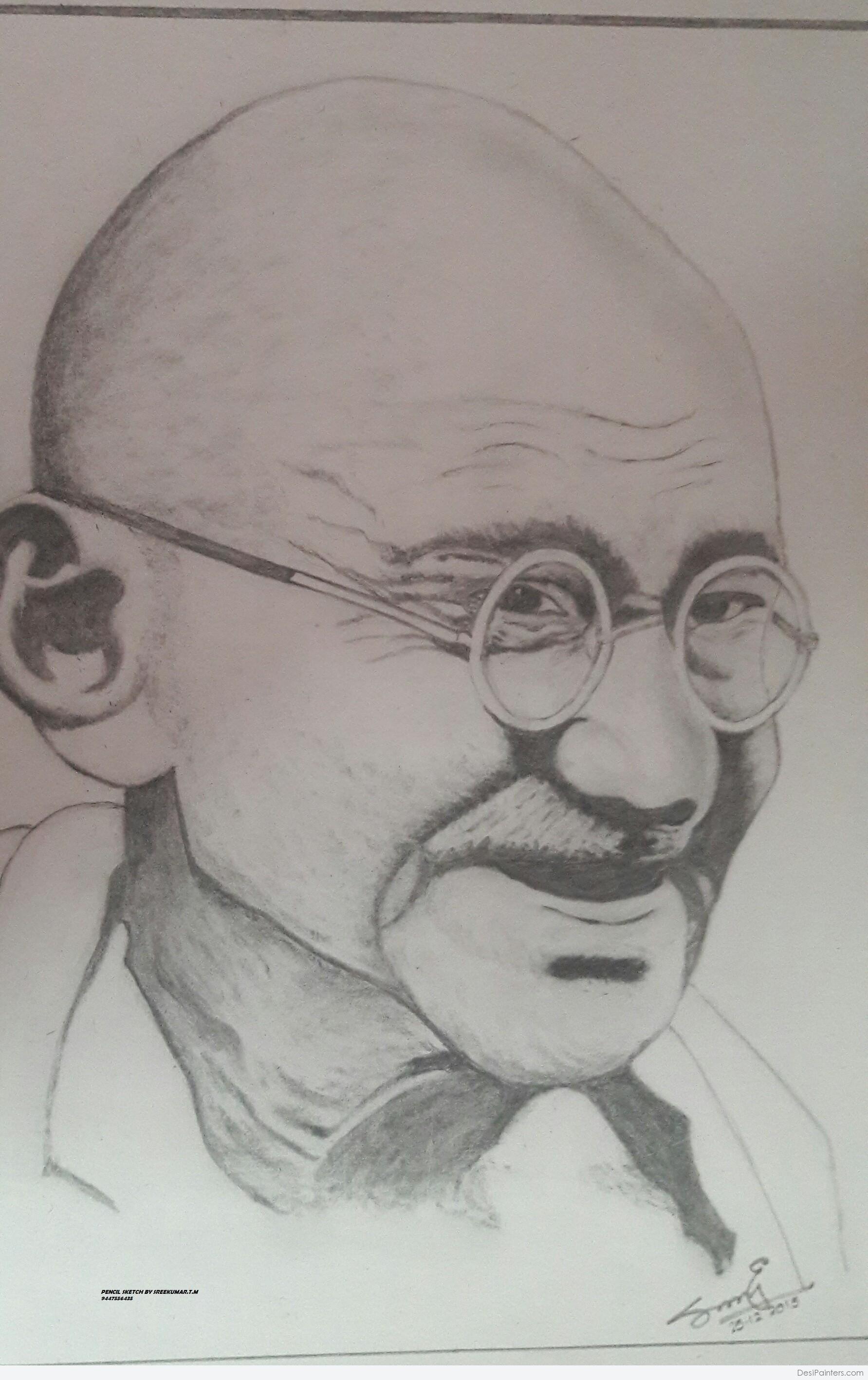 Brilliant Pencil Sketch Of Mahatma Gandhi