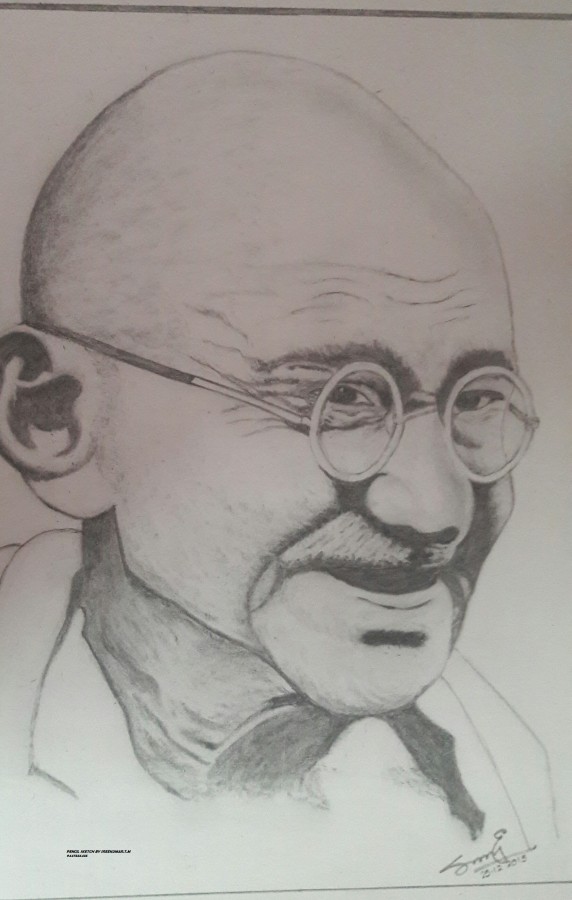 Brilliant Pencil Sketch Of Mahatma Gandhi - DesiPainters.com