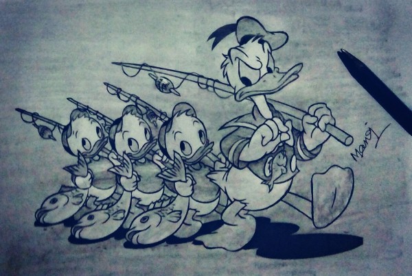 Pencil Sketch of Donald Duck - DesiPainters.com