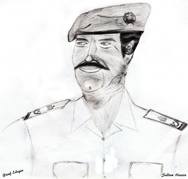 Crayon Painting Of Saddam Hussein - DesiPainters.com