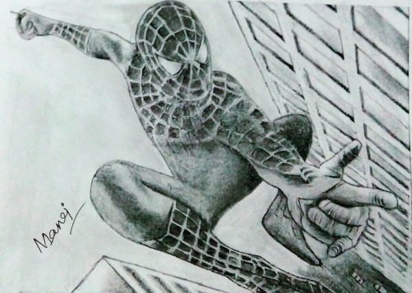 Brilliant Pencil Sketch Of Spiderman - DesiPainters.com