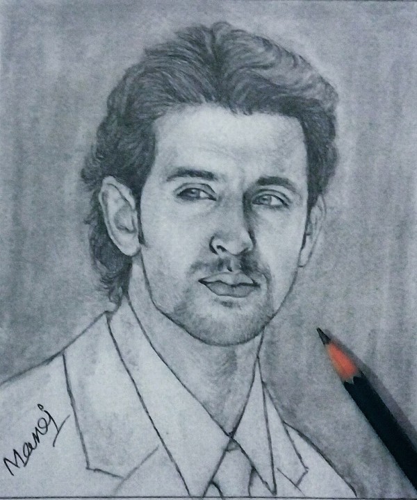 Perfect Pencil Sketch Of Hrithik Roshan - DesiPainters.com
