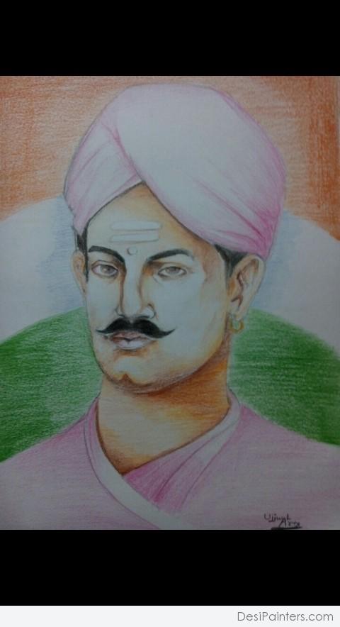 Pencil Color Of Mangal Pandey - DesiPainters.com