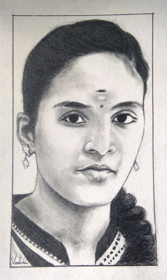 Pencil Sketch Of Girl - DesiPainters.com