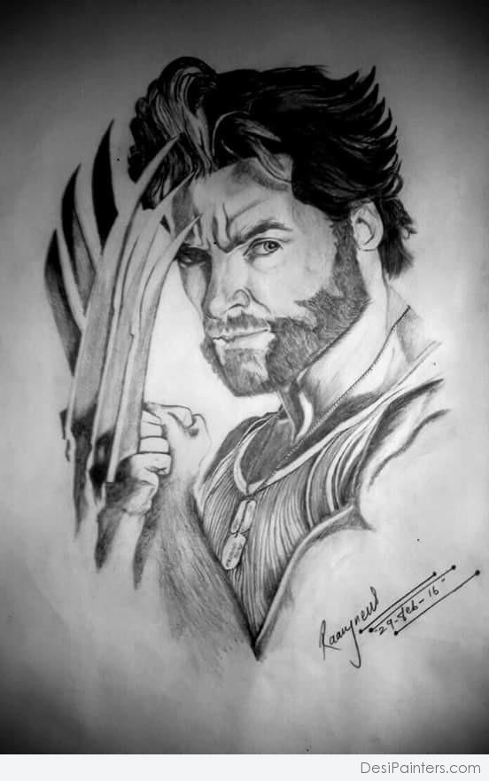 Great Pencil Sketch Of Wolverine - DesiPainters.com