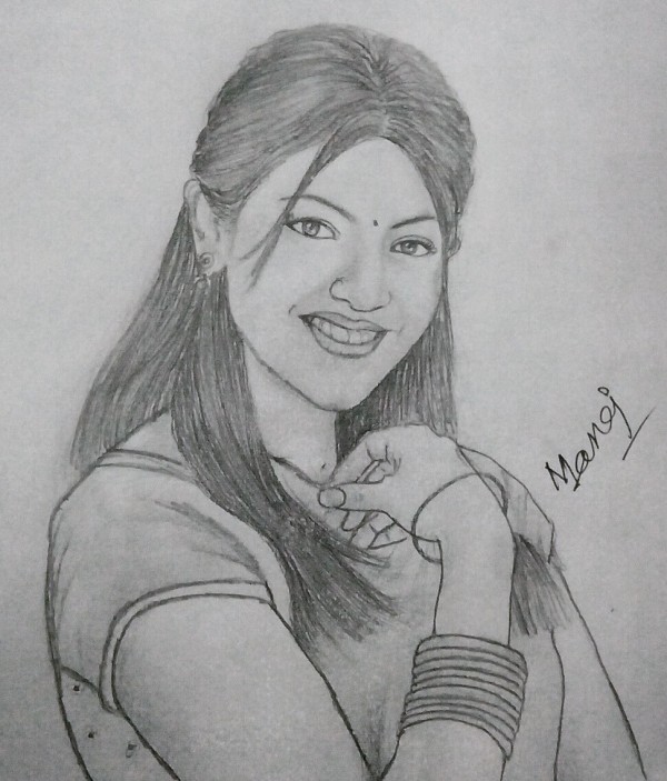 Pencil Sketch Of Kajal Aggarwal - DesiPainters.com