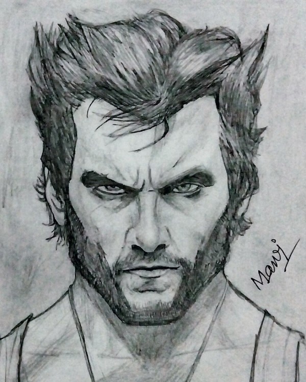 Pencil Sketch Of Hugh Jackman As Wolverine - DesiPainters.com