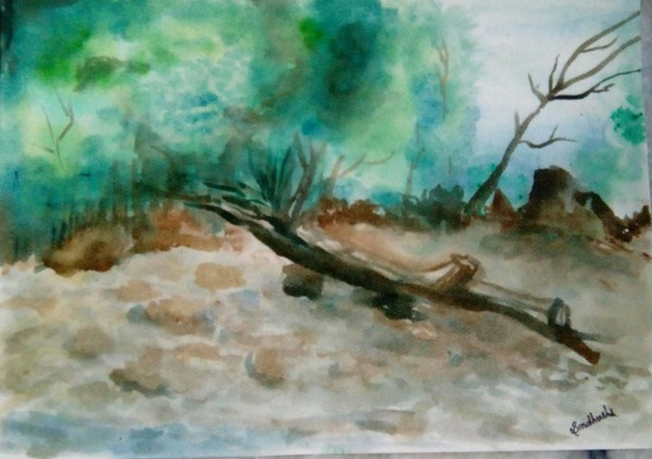 Watercolor Painting Of Tree - DesiPainters.com