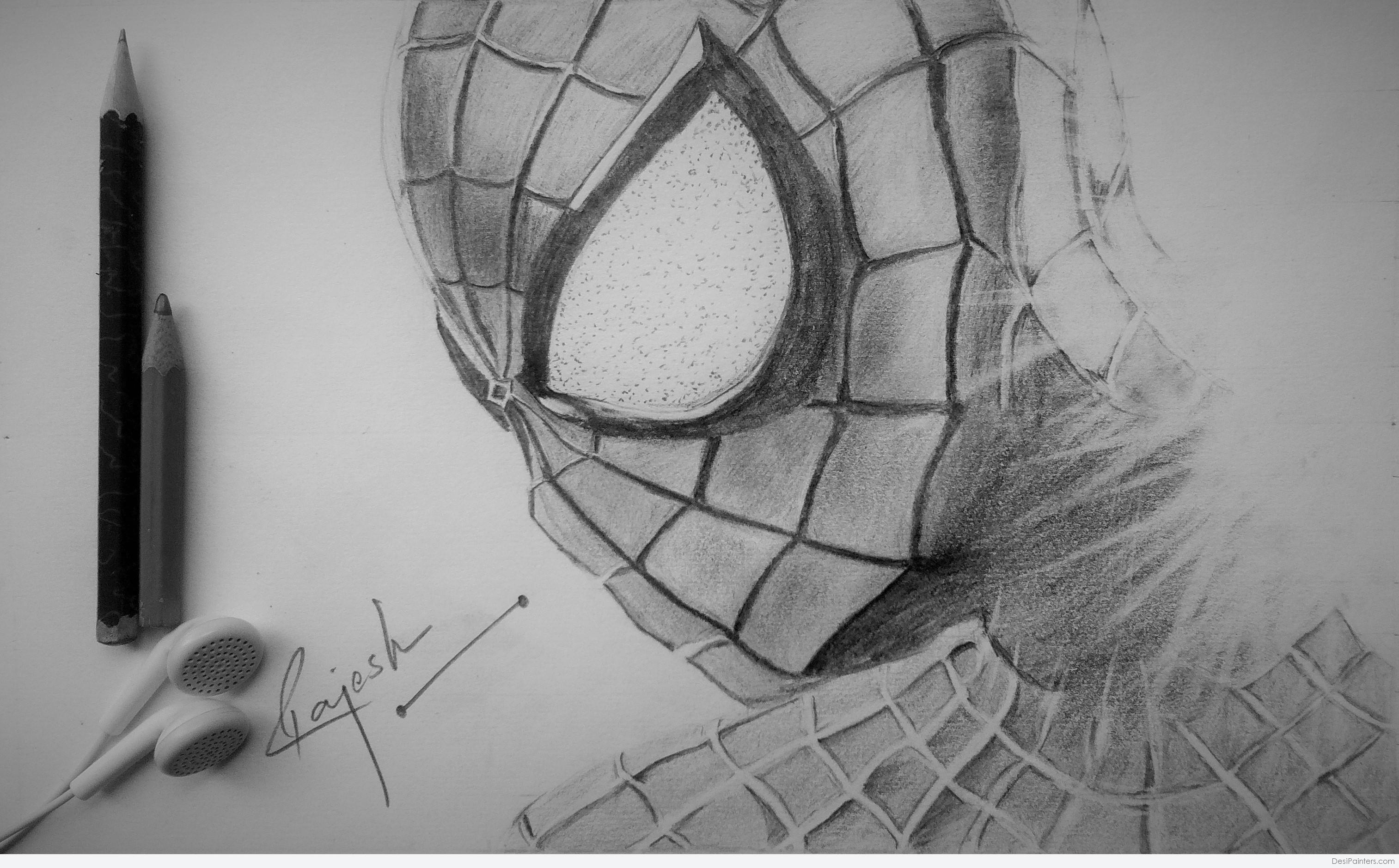 Awesome Pencil Sketch Of Spider Man | DesiPainters.com