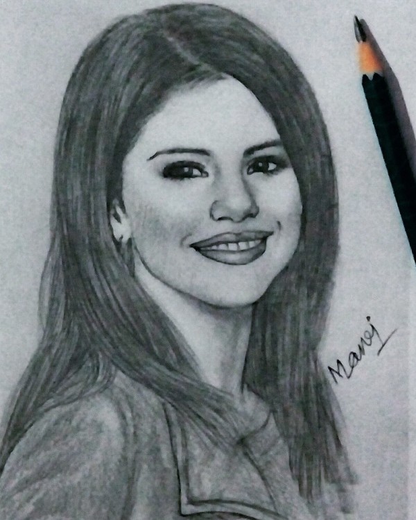 Classic Pencil Sketch Of Selena Gomez - DesiPainters.com