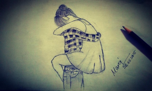 Pencil Sketch Of Cute Couple