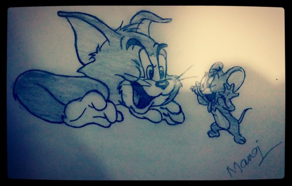 Pencil Sketch Of Tom And Jerry - DesiPainters.com