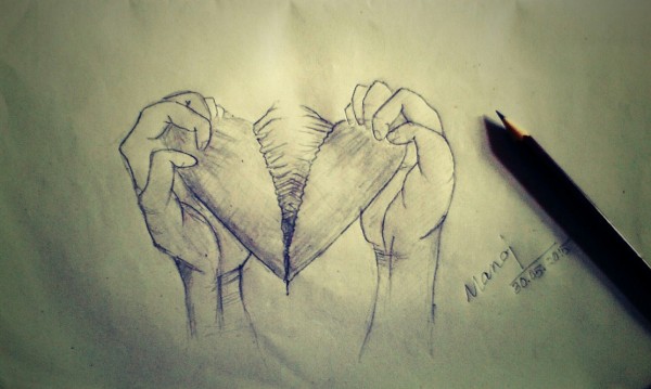 Pencil Sketch Of Heart Aching - DesiPainters.com