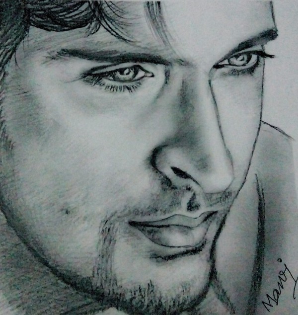 Attractive Pencil Sketch Of Hrithik Roshan - DesiPainters.com