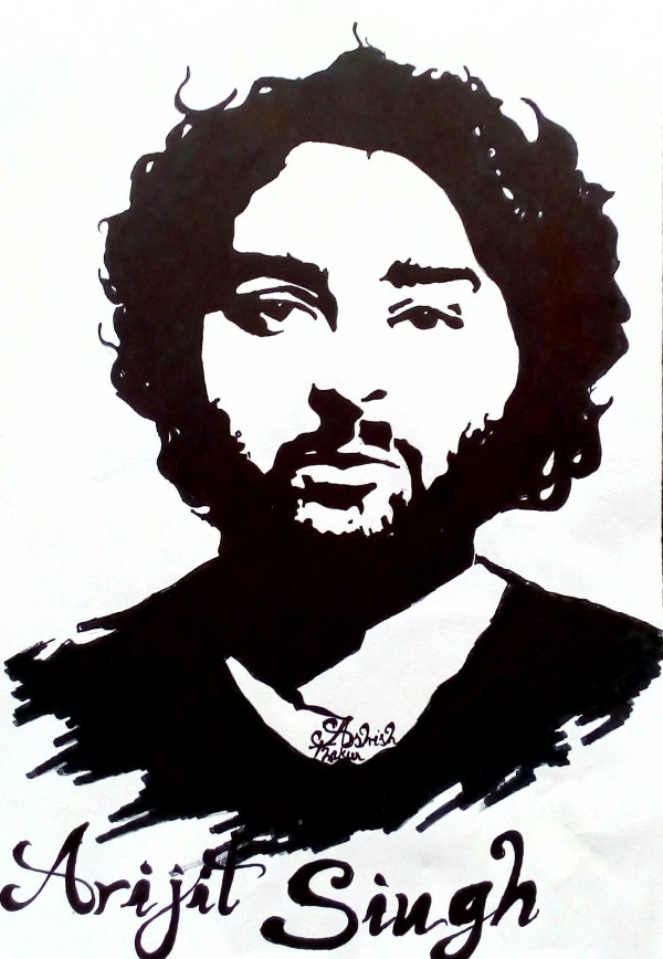 Brilliant Ink Painting Of Arijit Singh