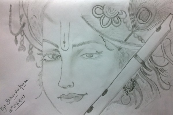 Pencil Sketch Of Lord Krishna